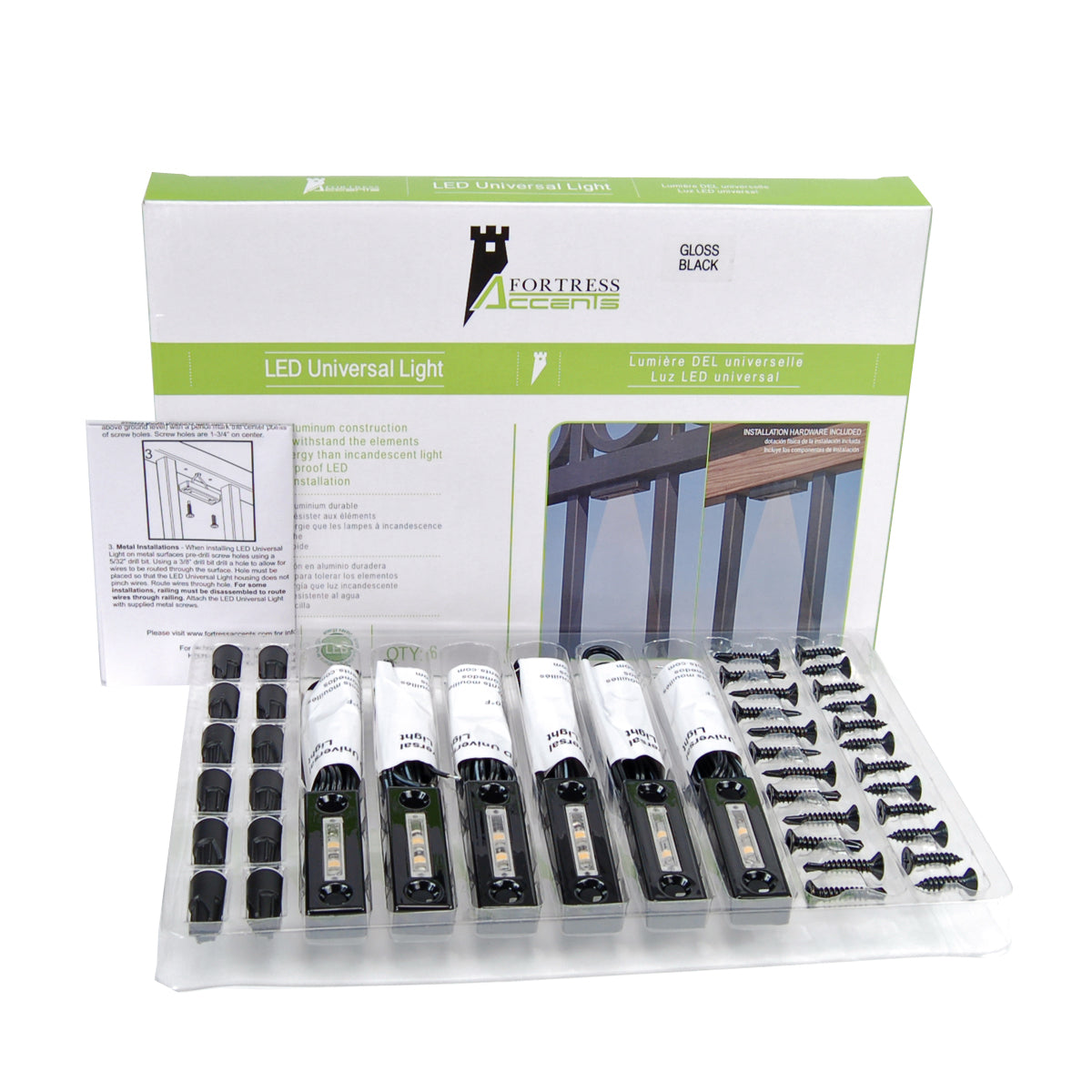 FortressAccentss -LED UNIVERSAL LIGHT Gloss Black (BOX 6)