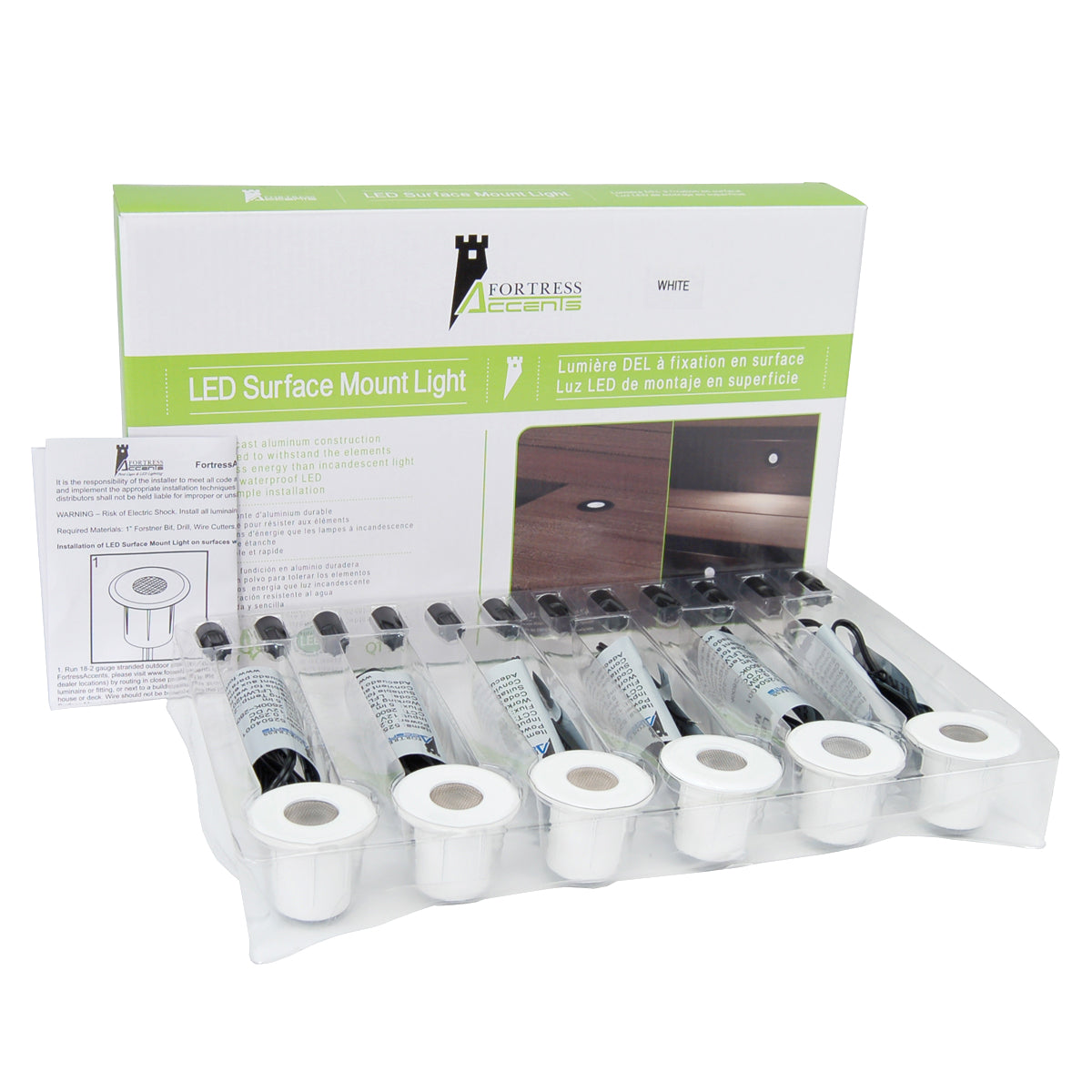 FortressAccents - LED SURFACE MOUNT LIGHT White (BOX 6)