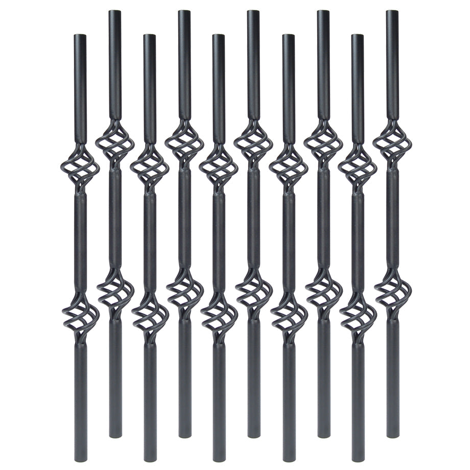 Baluster - VINTAGE ROUND STEEL BALUSTER 2 BASKET DESIGN Black Sand 26" (BOX 10)
