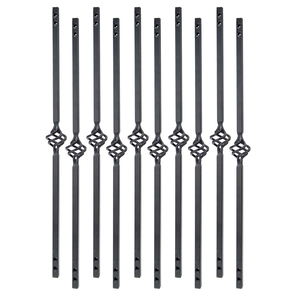 Baluster - VINTAGE SQUARE STEEL BALUSTER BASKET DESIGN Black Sand 31" (BOX 10)
