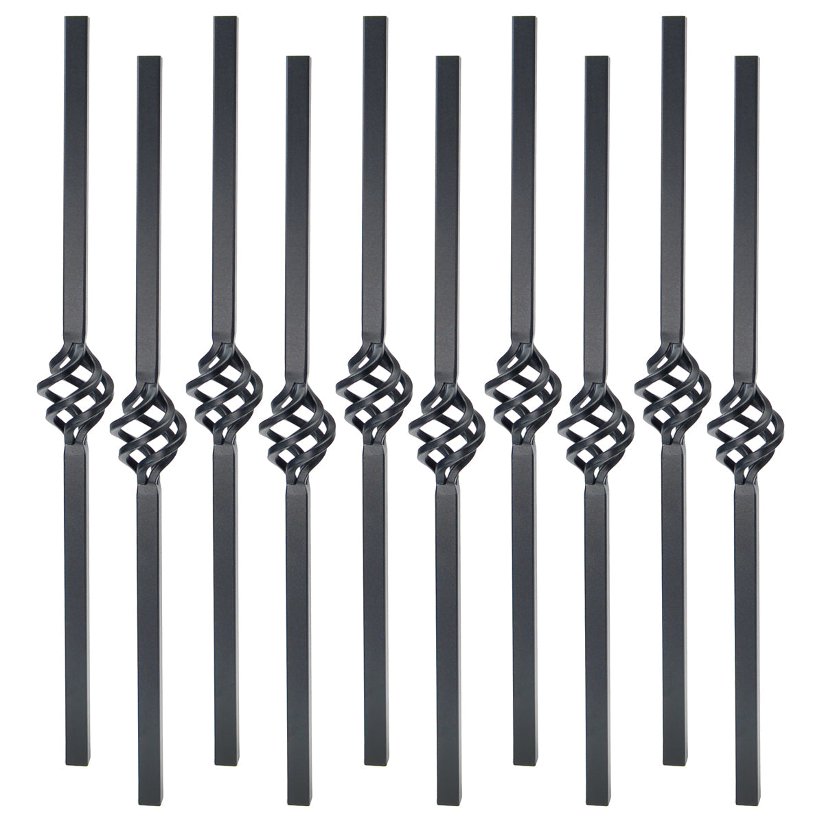 Baluster - MEGA SQUARE STEEL BALUSTER BASKET DESIGN Black Sand 32" (BOX 10)