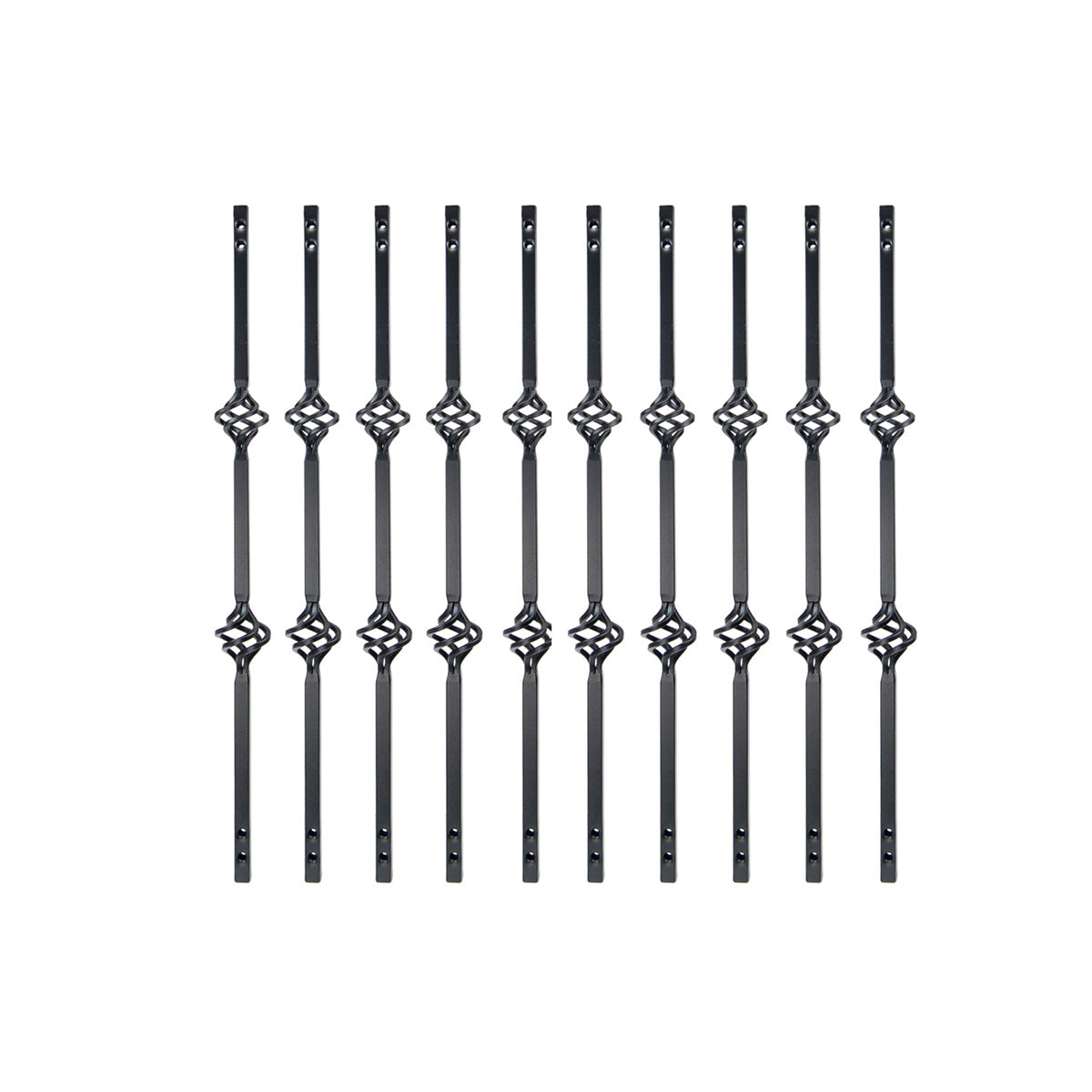 Baluster - VINTAGE SQUARE STEEL BALUSTER 2 BASKET DESIGN Black Sand 42" (BOX 10)
