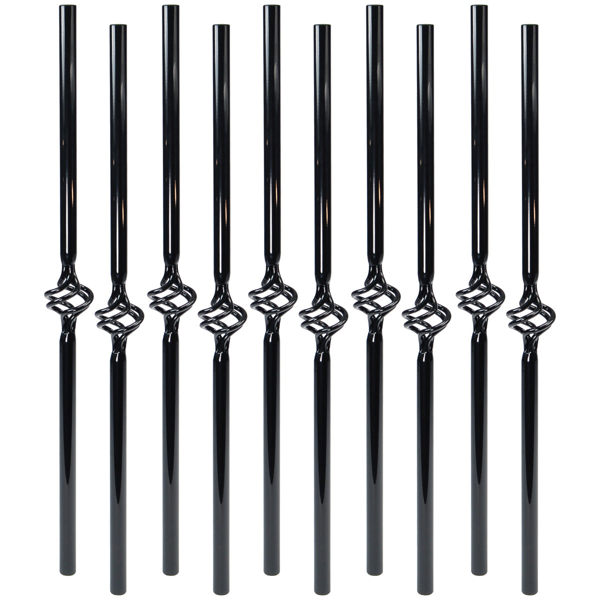Baluster - VINTAGE ROUND STEEL BALUSTER BASKET DESIGN Gloss Black 26" (BOX 10)