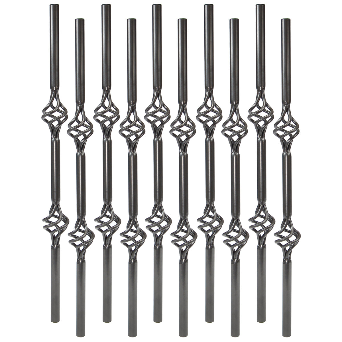 Baluster - VINTAGE ROUND STEEL BALUSTER 2 BASKET DESIGN Oil Rubbed Bronze 26" (BOX 10)