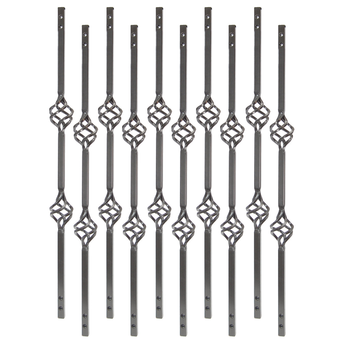 Baluster - VINTAGE SQUARE STEEL BALUSTER 2 BASKET DESIGN Oil Rubbed Bronze 31" (BOX 10)