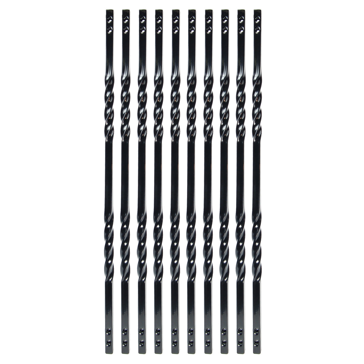 Baluster - VINTAGE SQUARE STEEL BALUSTER 2 TWIST DESIGN Gloss Black 31" (BOX 10)