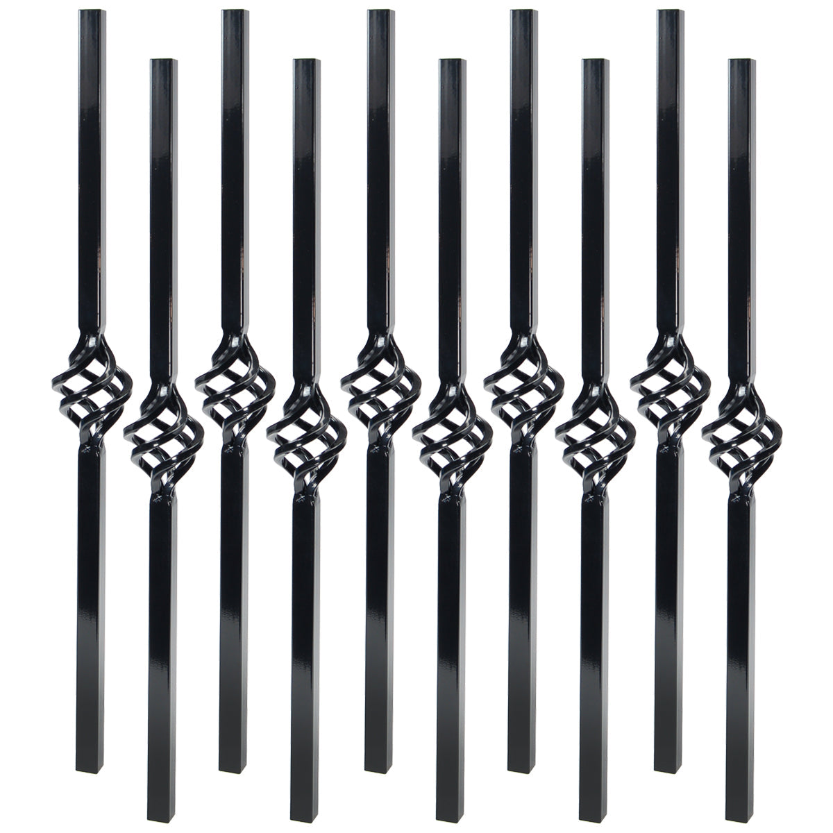 Baluster - MEGA SQUARE STEEL BALUSTER BASKET DESIGN Gloss Black 32" (BOX 10)