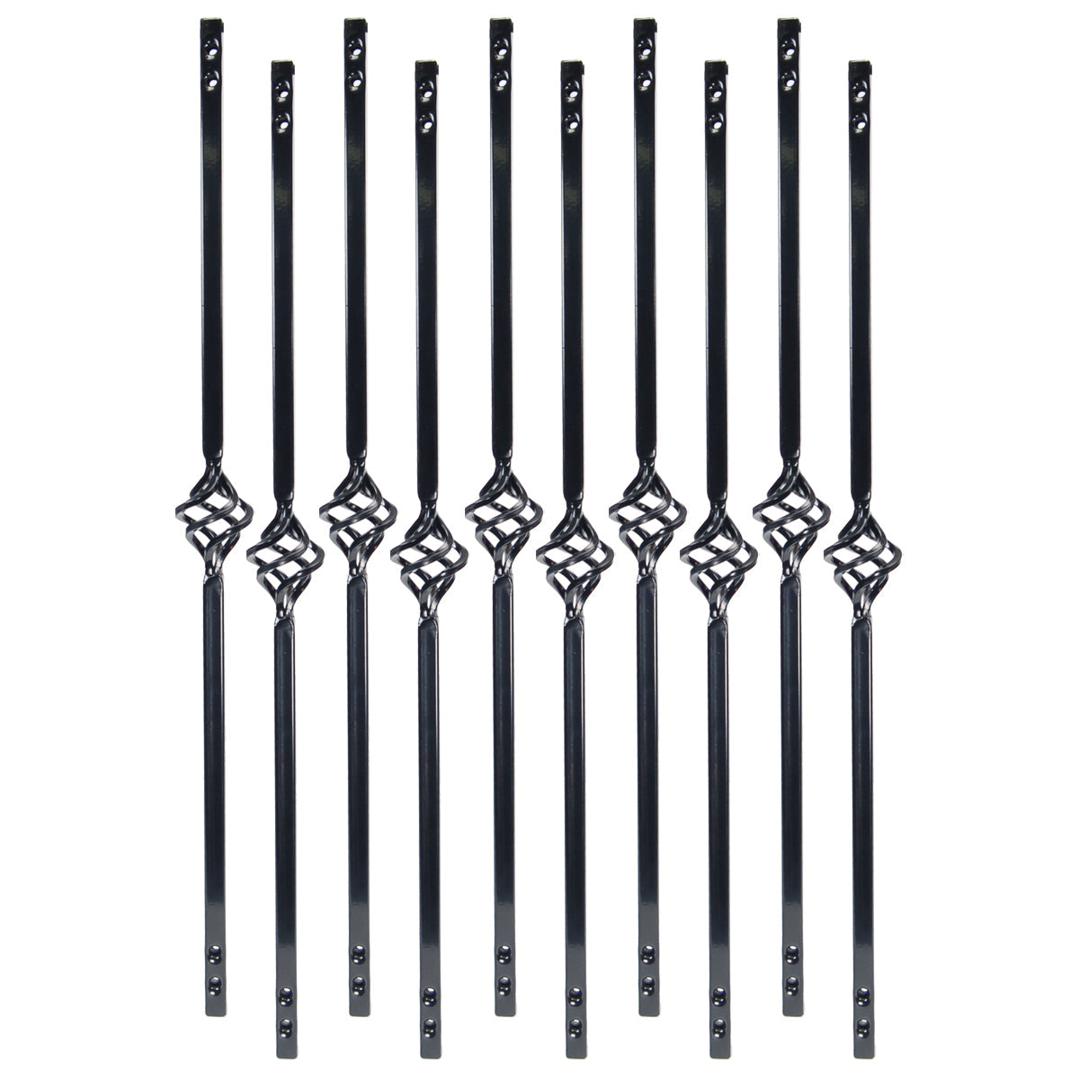 Baluster - VINTAGE SQUARE STEEL BALUSTER BASKET DESIGN Gloss Black 42" (BOX 10)