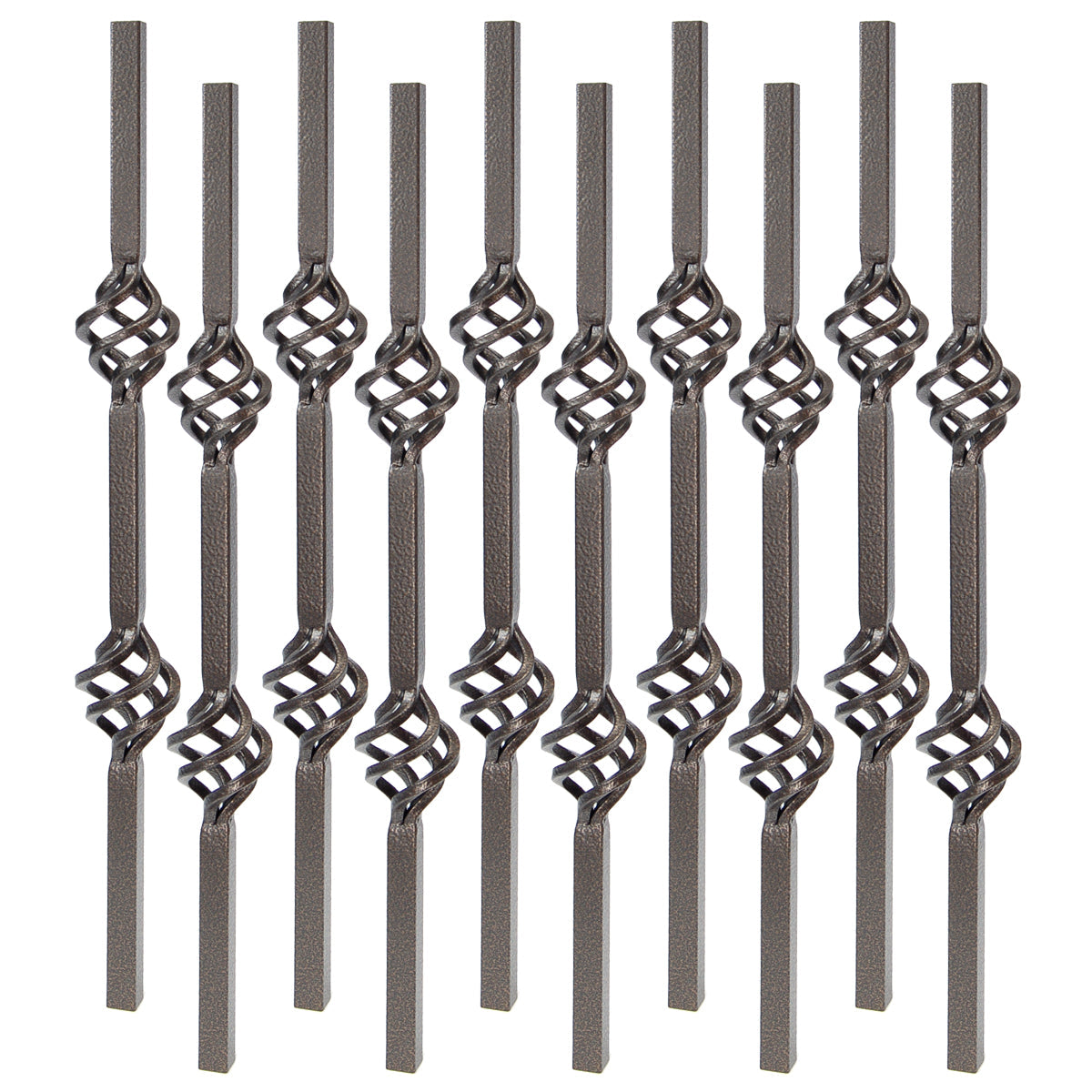 Baluster - MEGA SQUARE STEEL BALUSTER 2 BASKET DESIGN Antique Bronze 26" (BOX 10)