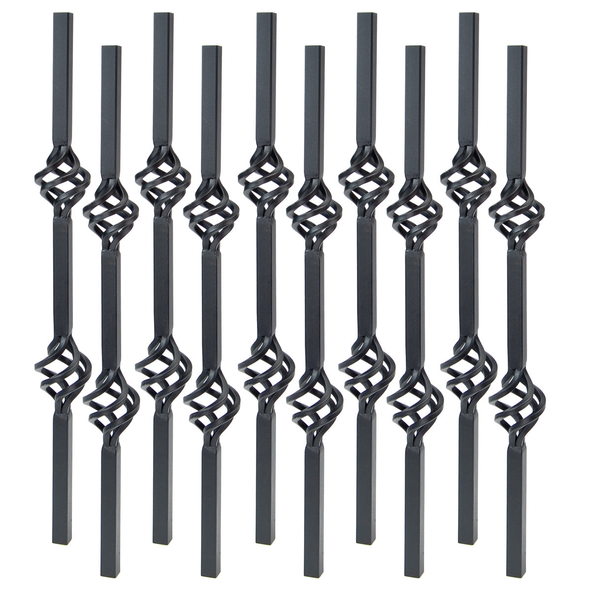 Baluster - MEGA SQUARE STEEL BALUSTER 2 BASKET DESIGN Black Sand 32" (BOX 10)