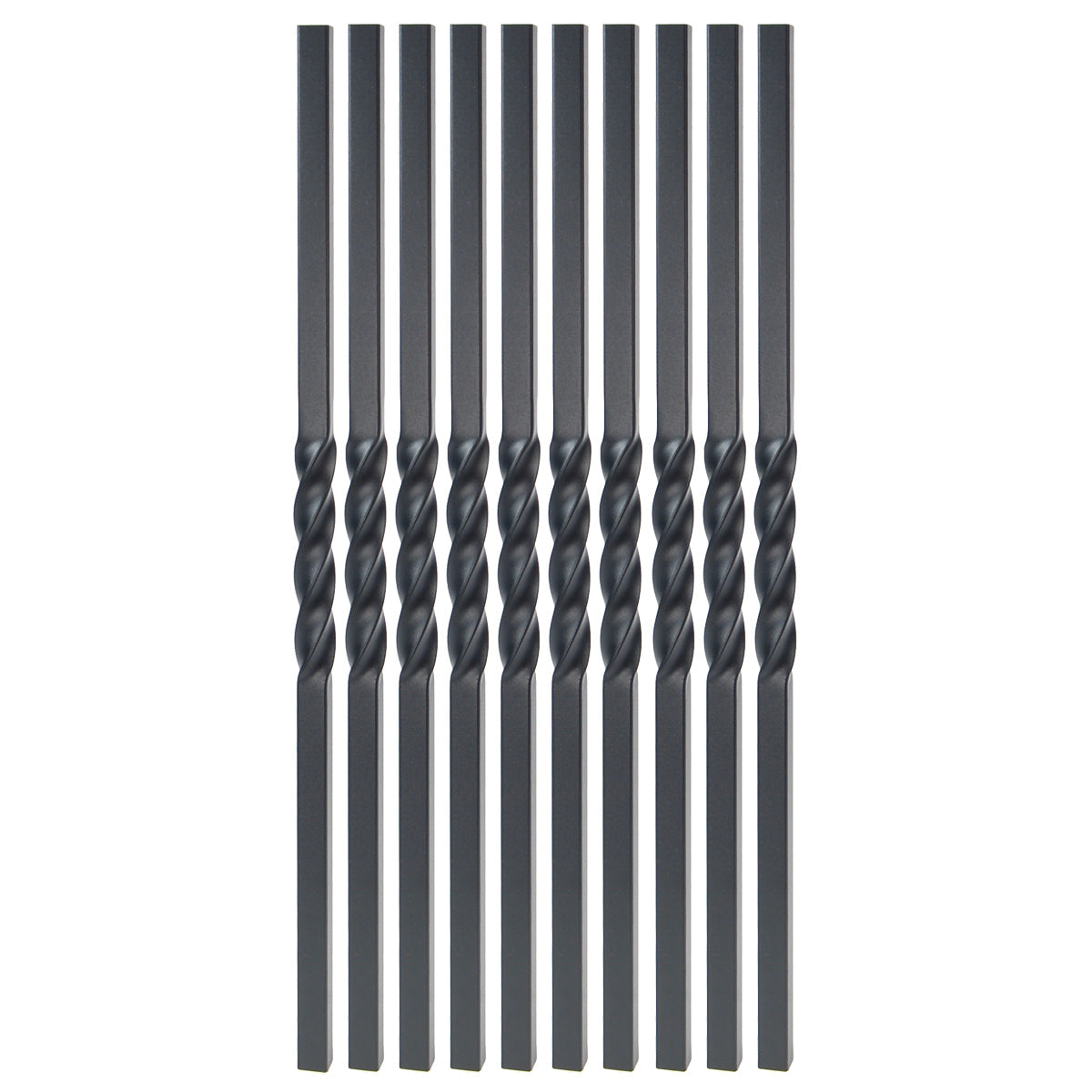 Baluster - MEGA SQUARE STEEL BALUSTER TWIST DESIGN Black Sand 32" (BOX 10)