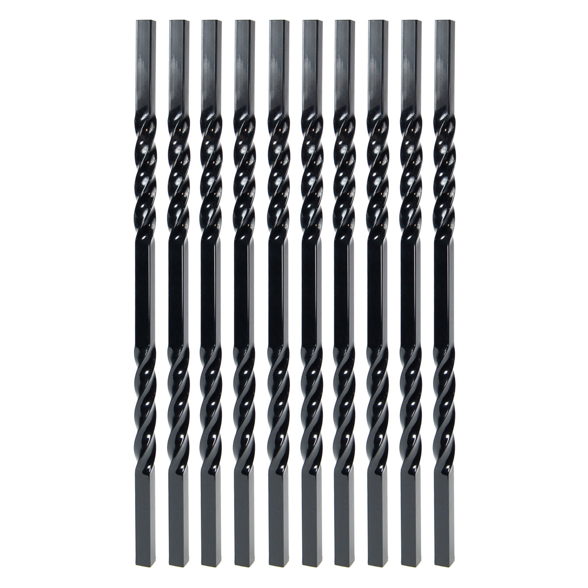 Baluster - MEGA SQUARE STEEL BALUSTER 2 TWIST DESIGN Gloss Black 26" (BOX 10)